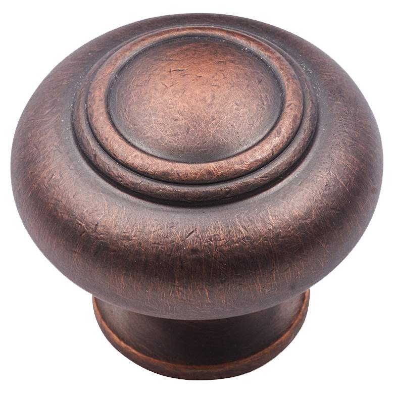 Image 1 Mason Distressed Copper 1 1/4"W Double Ringed Cabinet Knob