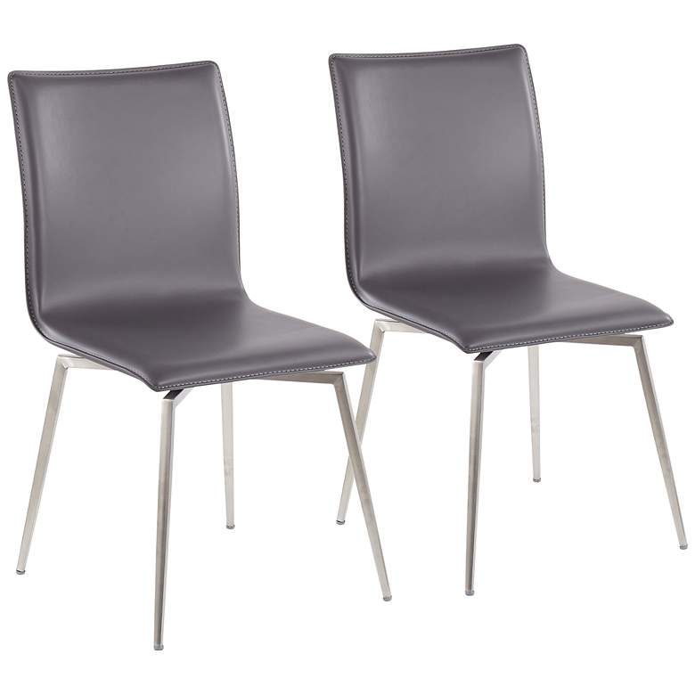 Image 1 Mason Gray Faux Leather Swivel Dining Chairs Set of 2