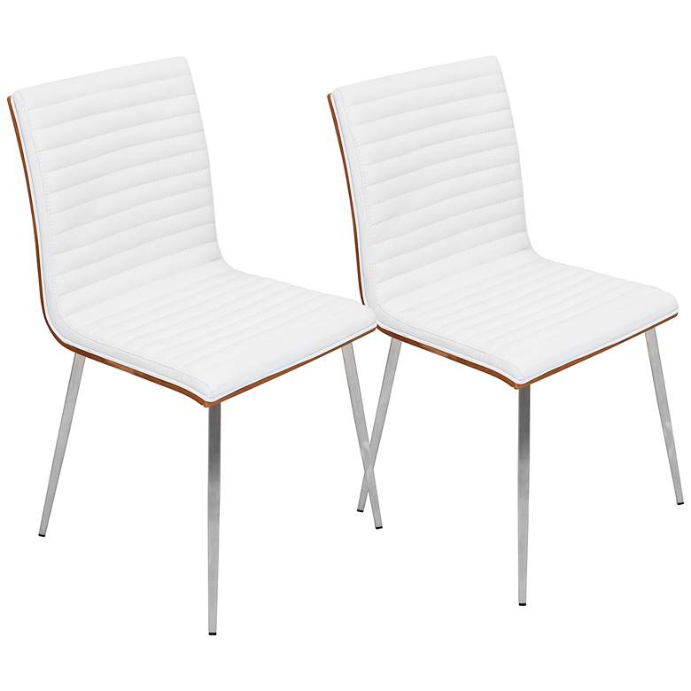 Image 1 Mason Off-White Faux Leather Swivel Dining Chairs Set of 2