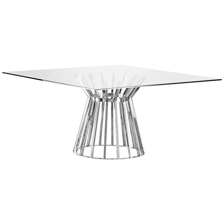 Image 1 Mason Square Silver and Clear Glass Dining Table