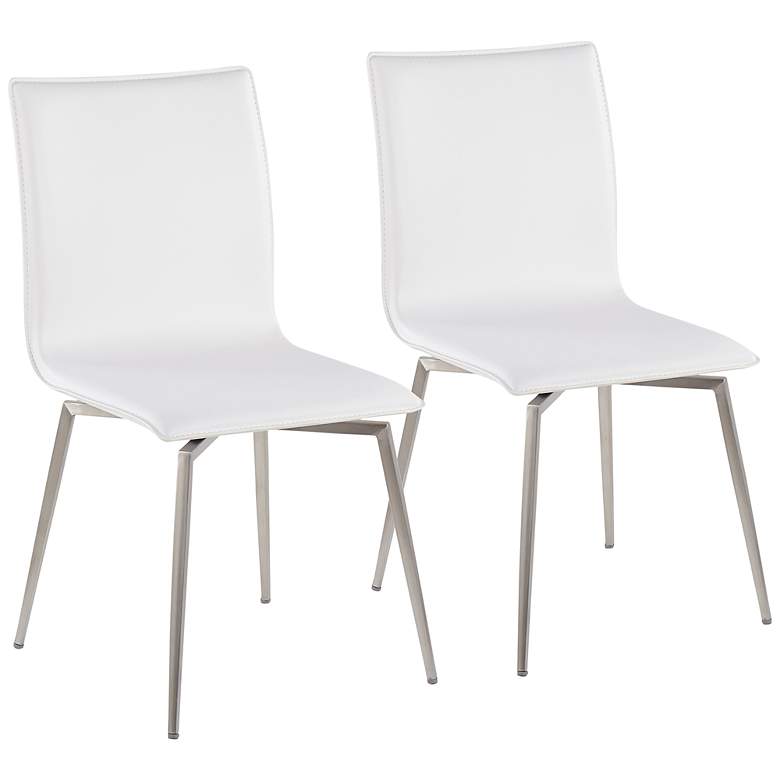 Image 1 Mason White Faux Leather Swivel Dining Chairs Set of 2