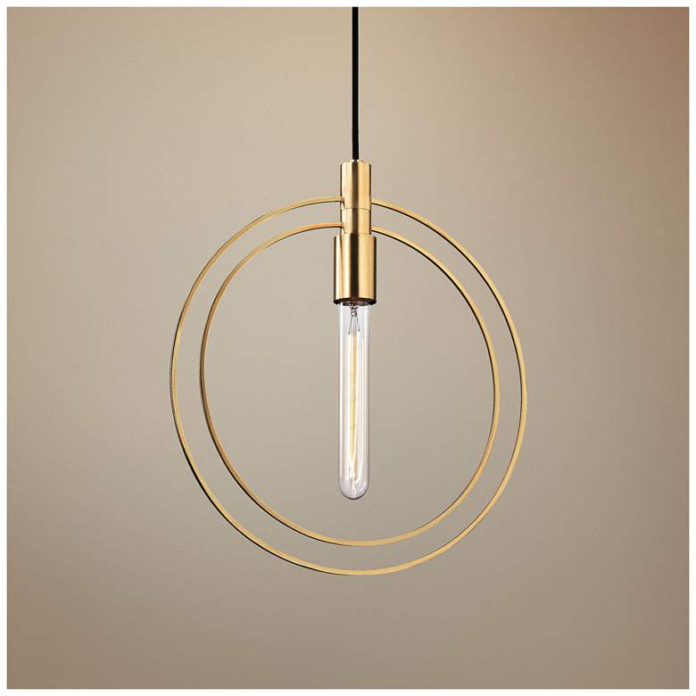 Image 1 Masonville 13 3/4" Wide Aged Brass Pendant Light