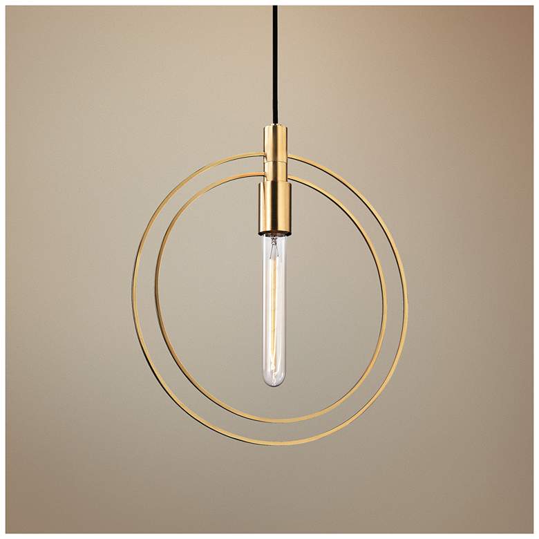 Image 1 Masonville 13 3/4 inch Wide Aged Brass Pendant Light