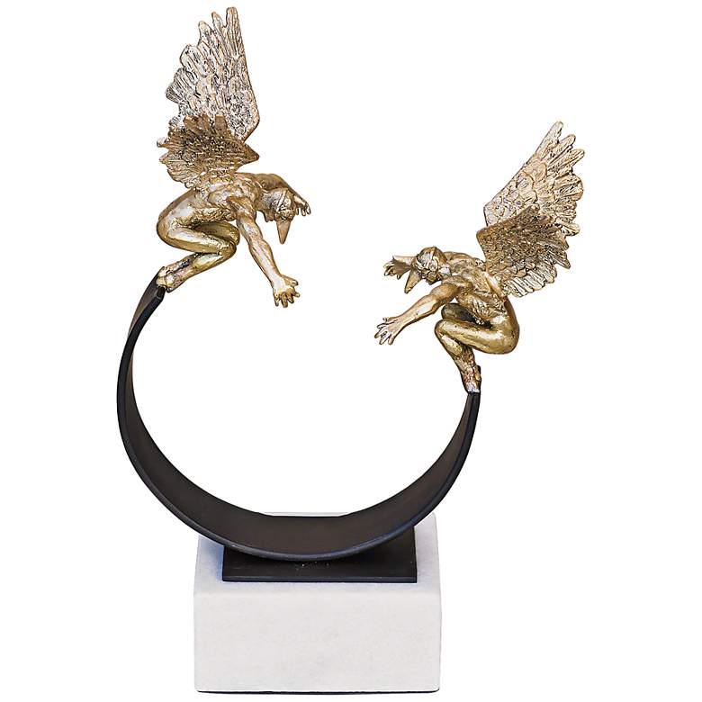 Image 1 Masquerade 11 inch High Brass Winged Sculpture