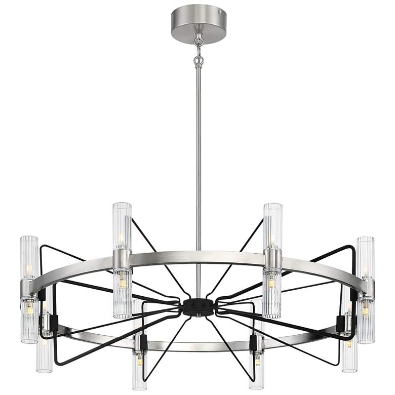 Image 2 Mass Transit 35 inch Wide Brushed Nickel 16-Light Chandelier