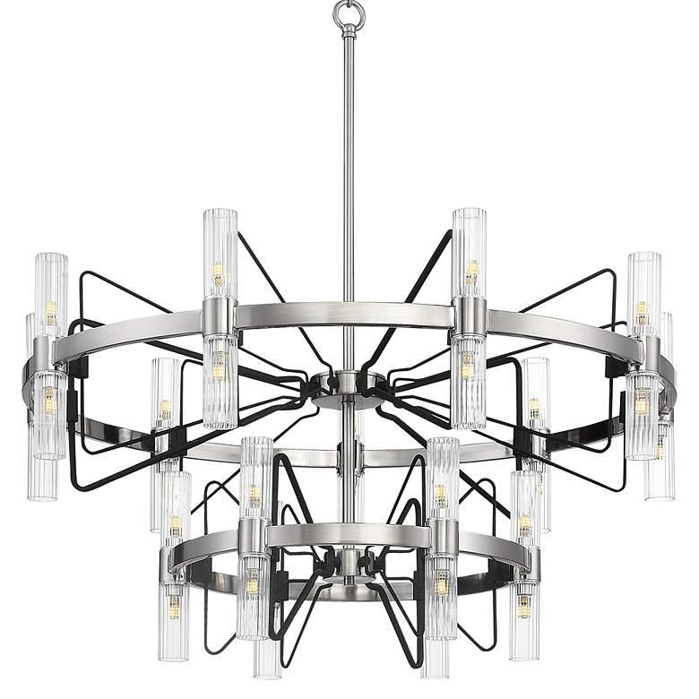 Image 3 Mass Transit 35" Wide Brushed Nickel 30-Light LED Pendant