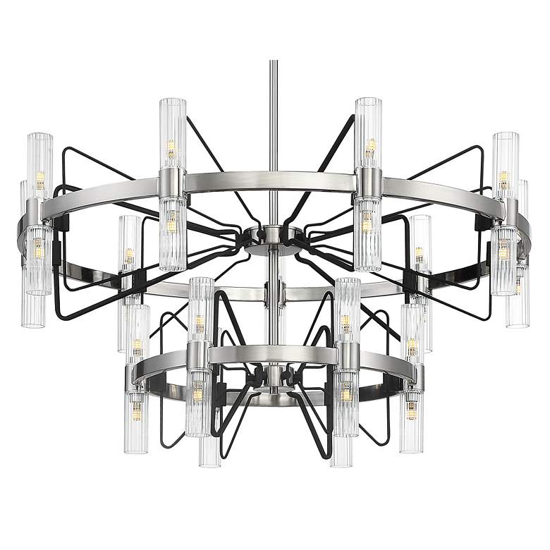 Image 5 Mass Transit 35 inch Wide Brushed Nickel 30-Light LED Pendant more views