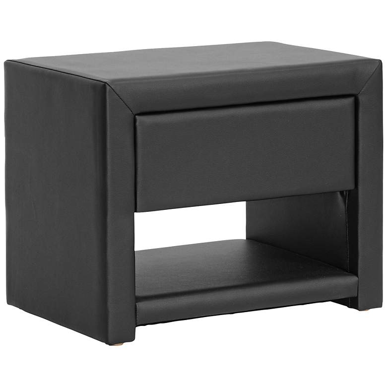 Image 1 Massey 19 1/2 inch Wide Black Upholstered Modern Nightstand