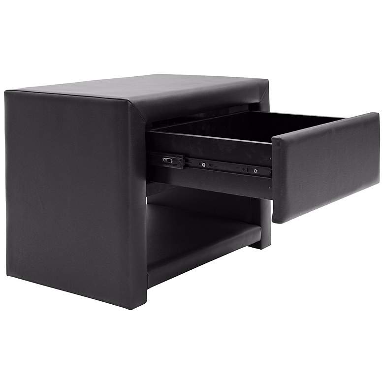 Image 2 Massey 19 1/2 inch Wide Black Upholstered Modern Nightstand more views