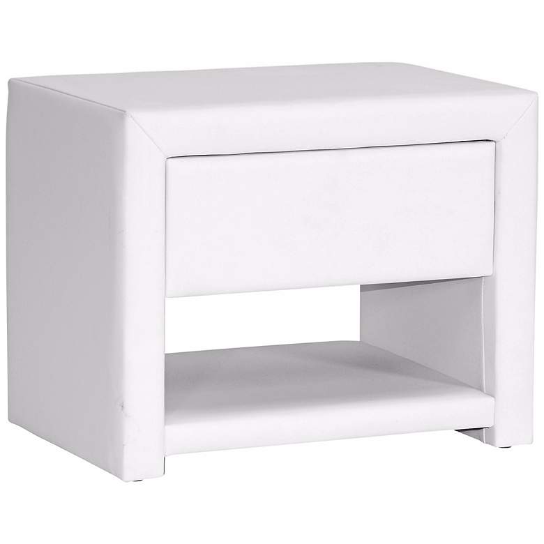 Image 2 Massey White Upholstered Modern Nightstand more views