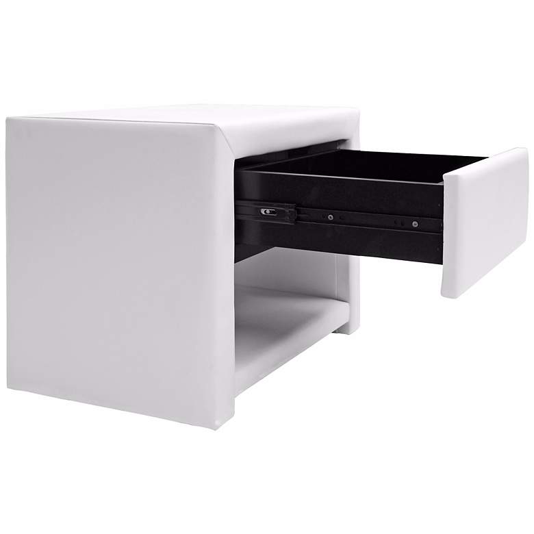 Image 4 Massey White Upholstered Modern Nightstand more views