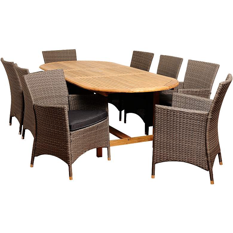 Image 1 Masson Wicker 9-Piece Extendable Oval Patio Dining Set