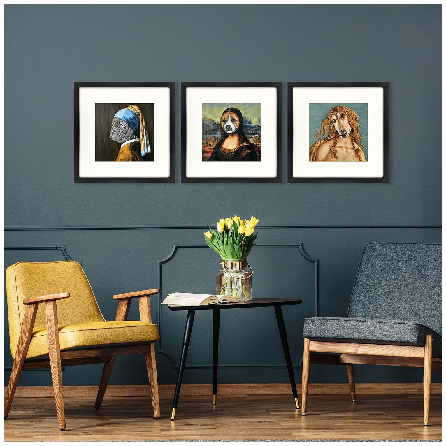 Image 5 Master Dogs II 16"W x 16"H Framed Art - Set of 3 more views