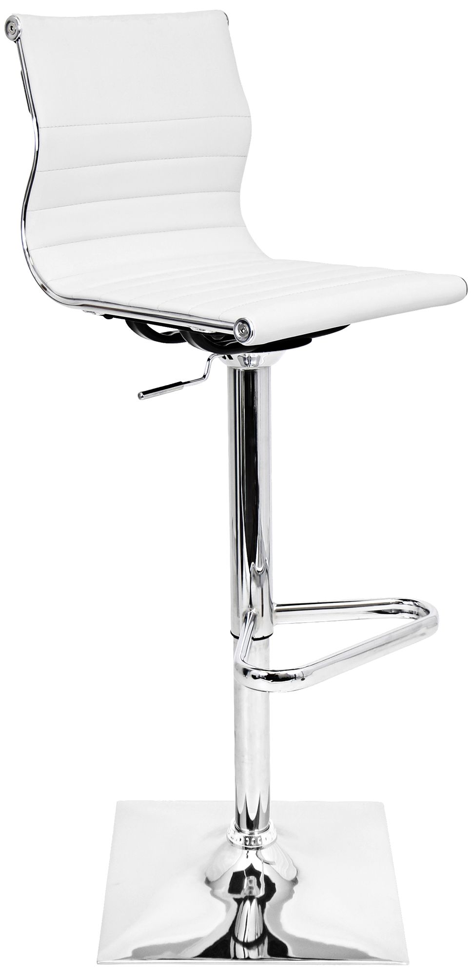 white leather and chrome bar stools