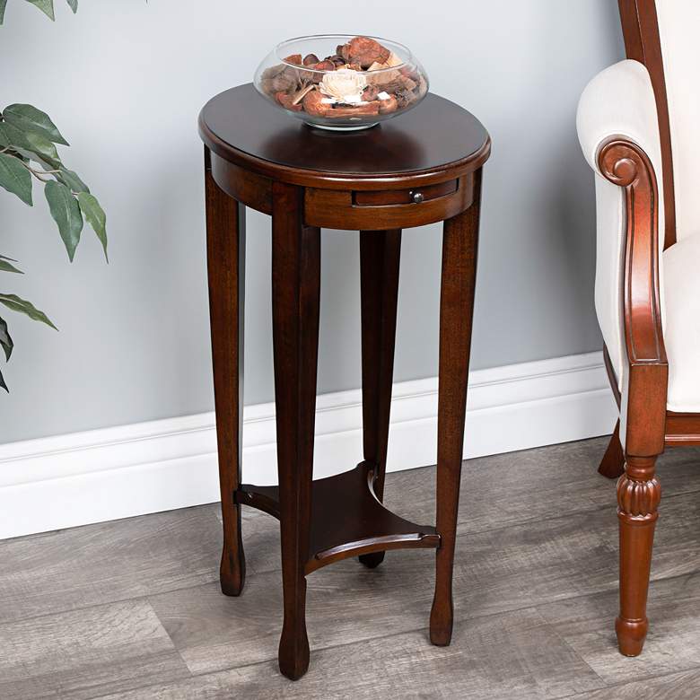 Image 1 Masterpiece 15" Wide Cherry Veneered Hardwood Accent Table