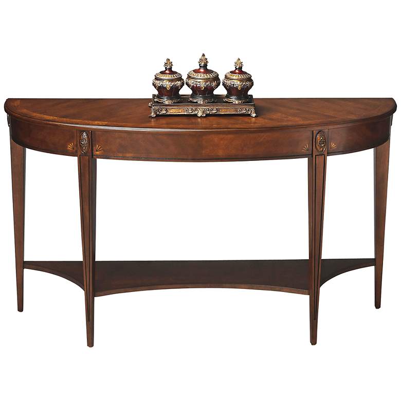 Image 1 Masterpiece Hand-Rubbed Nutmeg Demilune Console Table