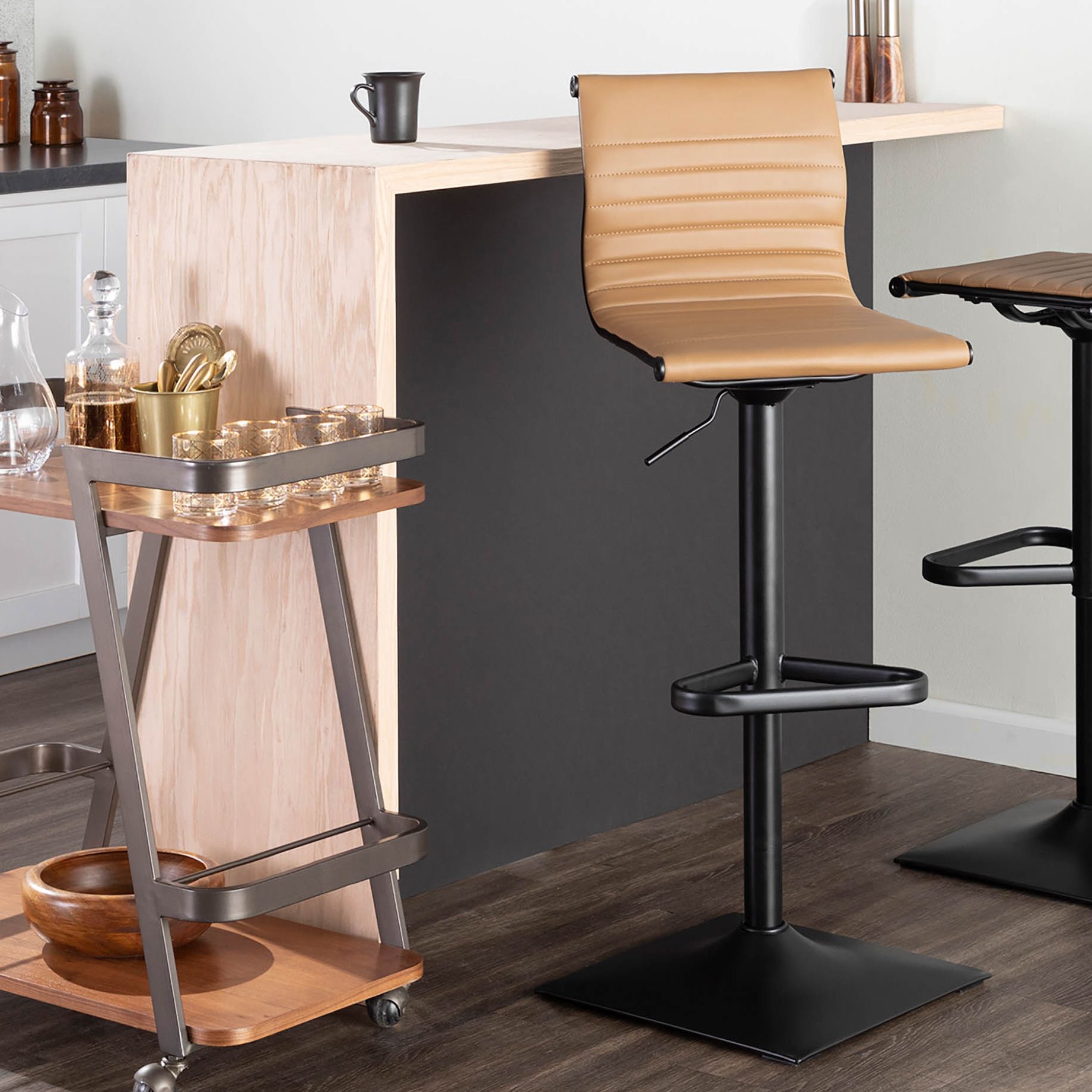 camel faux leather bar stool