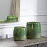 Matcha 9" High Sage and Moss Green Art Glass Vases Set of 2