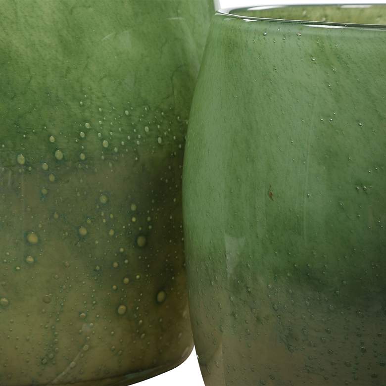 Image 4 Matcha 9 inch High Sage and Moss Green Art Glass Vases Set of 2 more views