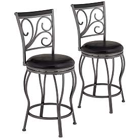 Image2 of Mateo 39 1/2" Charcoal Swivel Counter Stools Set of 2