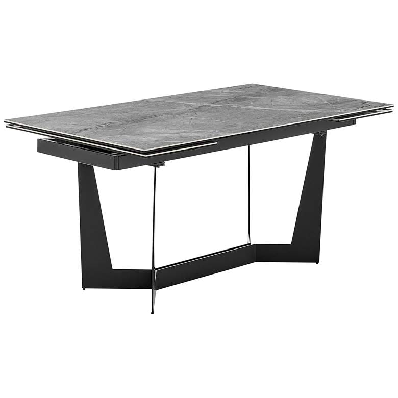 Image 1 Mateo 94 inchW Gray Marble Black Steel Extension Dining Table