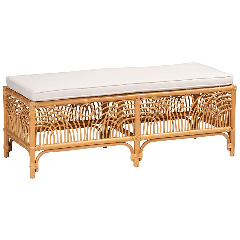 Image 2 Materra 48" Wide Natural Brown Rattan Rectangular Bench
