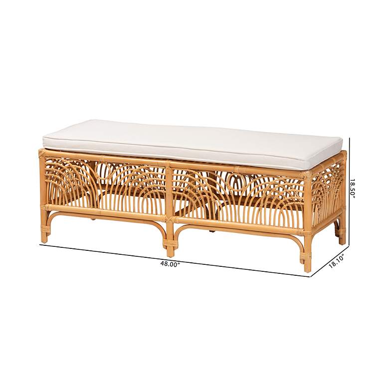 Image 7 Materra 48" Wide Natural Brown Rattan Rectangular Bench more views