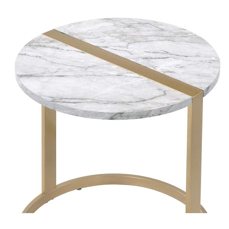 Image 5 Mather 17 3/4" Wide Round White Faux Marble Top Side Table more views