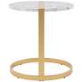 Mather 17 3/4" Wide Round White Faux Marble Top Side Table