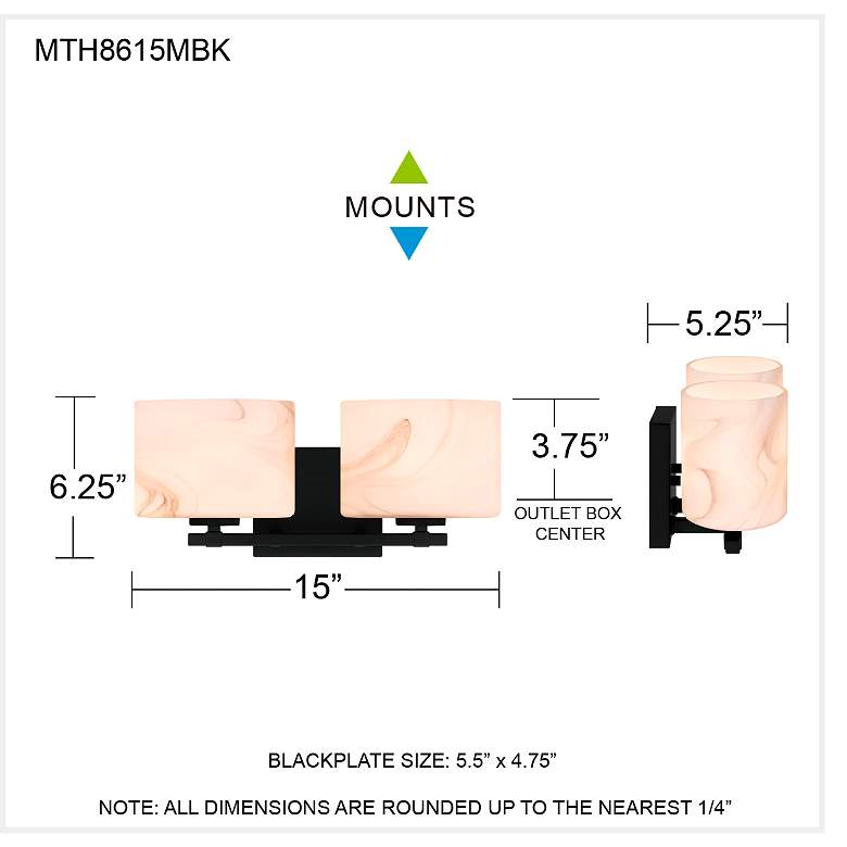 Image 6 Mather 2-Light Matte Black Bath Light more views