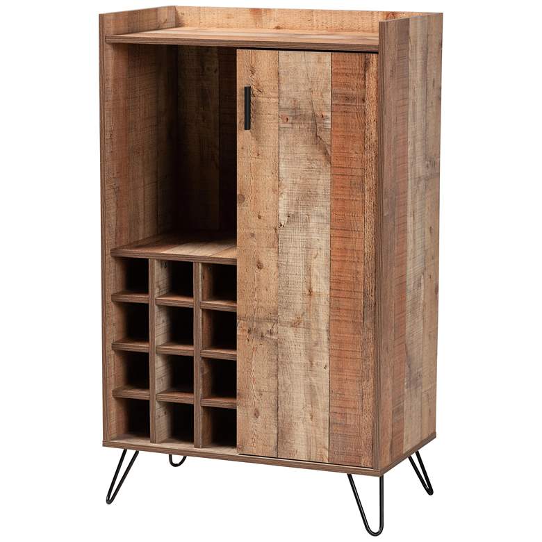 Image 1 Mathis 19 3/4 inch Wide Brown Wood 1-Door Wine Storage Cabinet