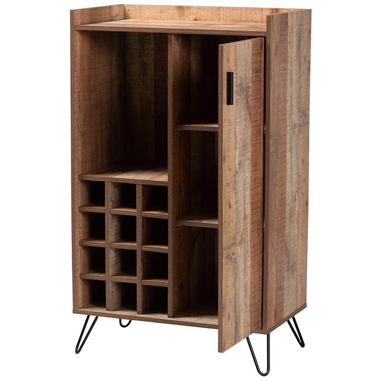 Image 5 Mathis 19 3/4 inch Wide Brown Wood 1-Door Wine Storage Cabinet more views