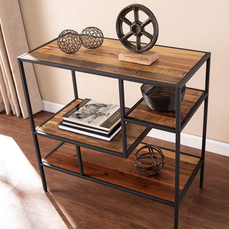 Image 5 Mathry 31 1/2" Wide Natural Reclaimed Wood 3-Shelf Bookshelf more views