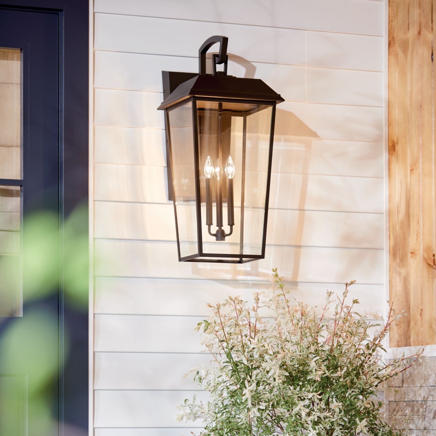 Mathus 3 Light Outdoor Wall Light with Clear Glass in Olde Bronze