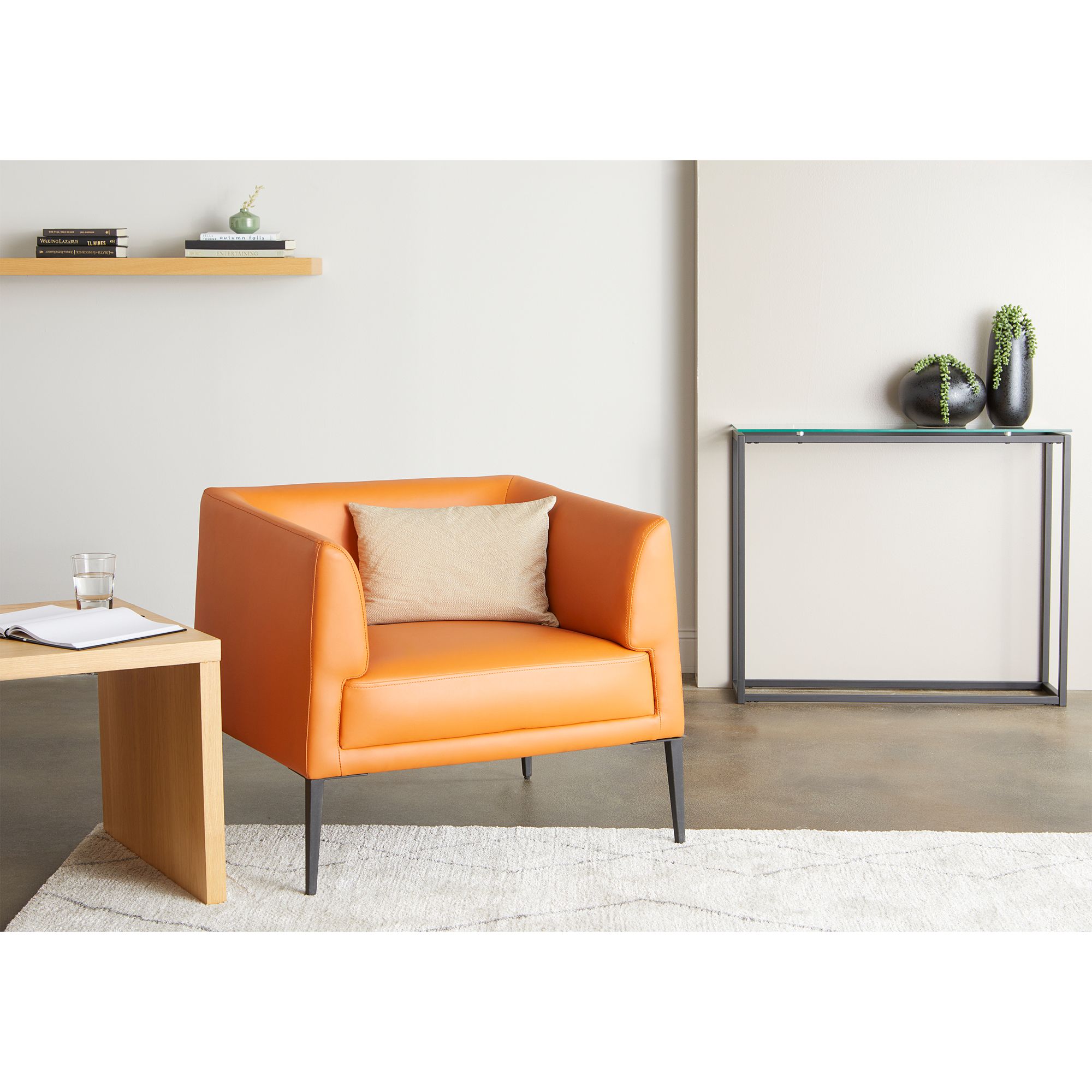 Matias Cognac Leatherette Lounge Chair