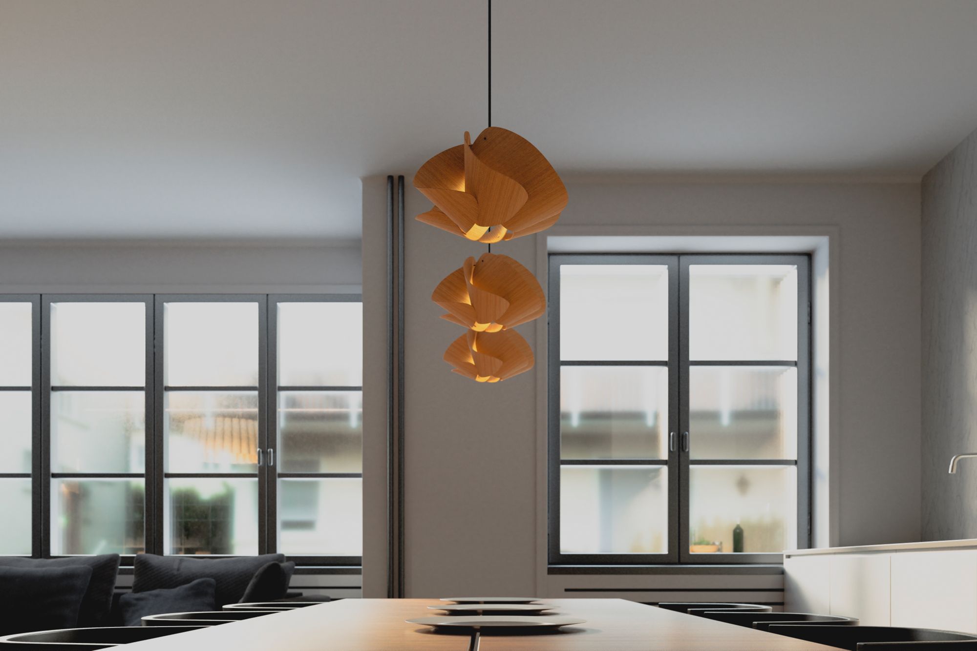 Image 6 Matilda 30 11.9" Wide Petiribi Wood Pendant - Made to Order more views