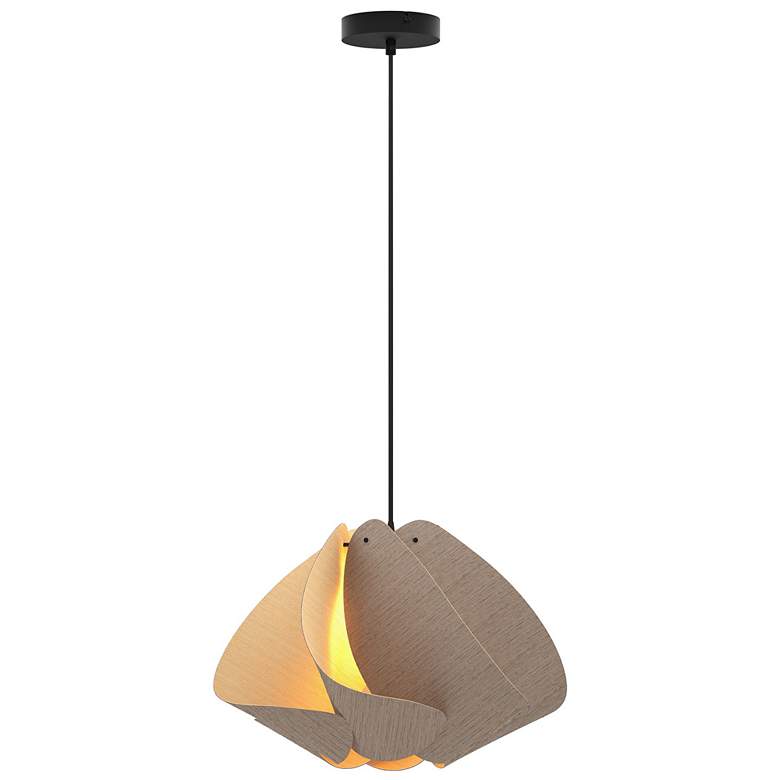 Image 1 Matilda Pendant WEP - Gray Oak Shade - Black Canopy - Size 17.4