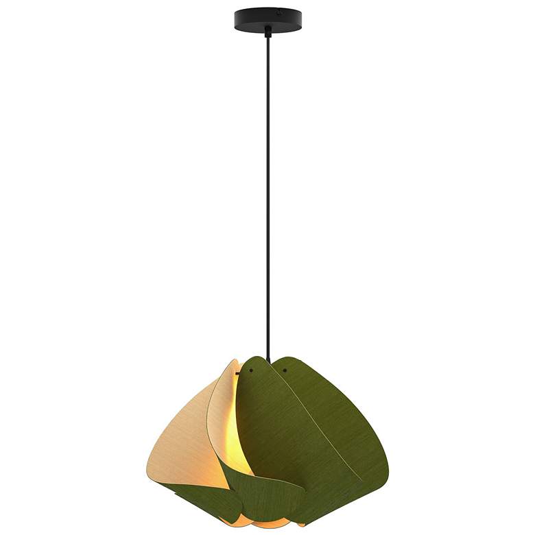 Image 1 Matilda Pendant WEP - Green Shade - Black Canopy - Size 17.4