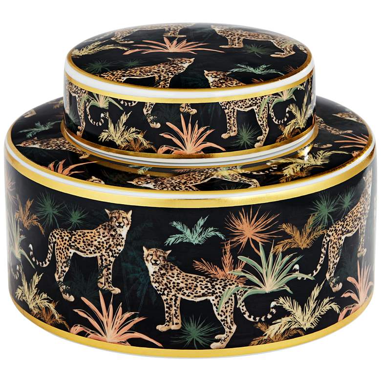 Image 3 Matios Multi-Color Leopard Round Jar with Lid