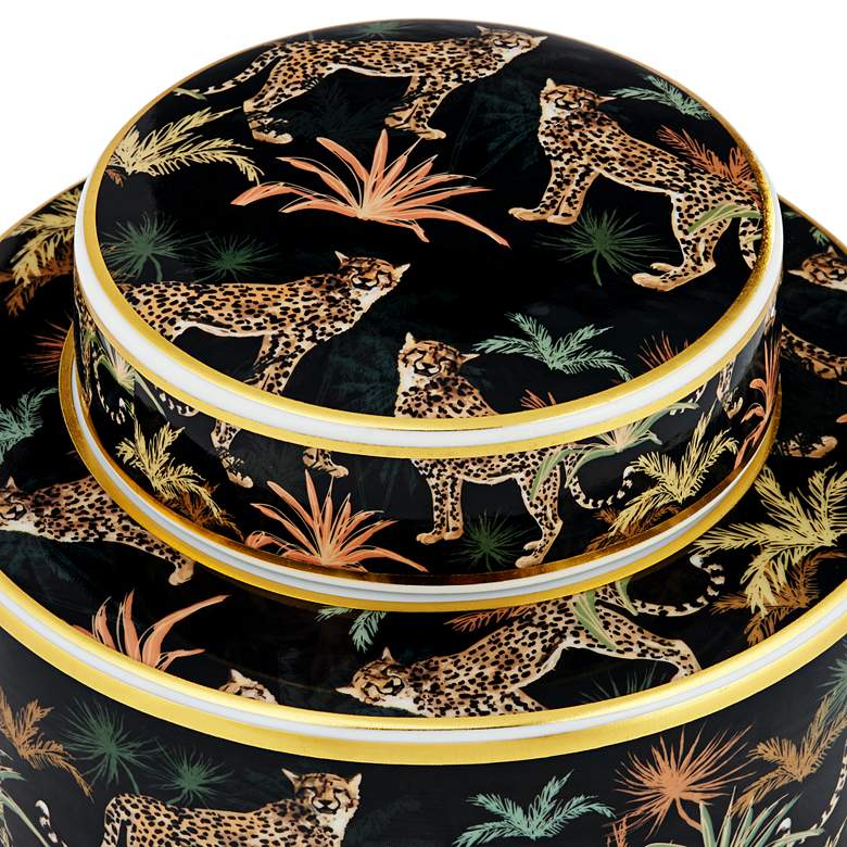 Image 4 Matios Multi-Color Leopard Round Jar with Lid more views