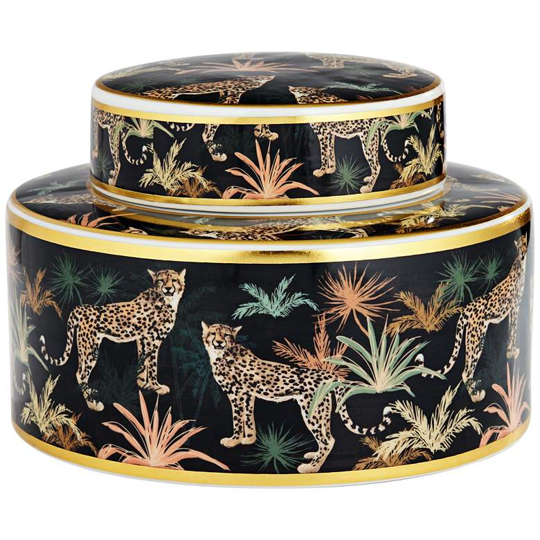 Image 5 Matios Multi-Color Leopard Round Jar with Lid more views