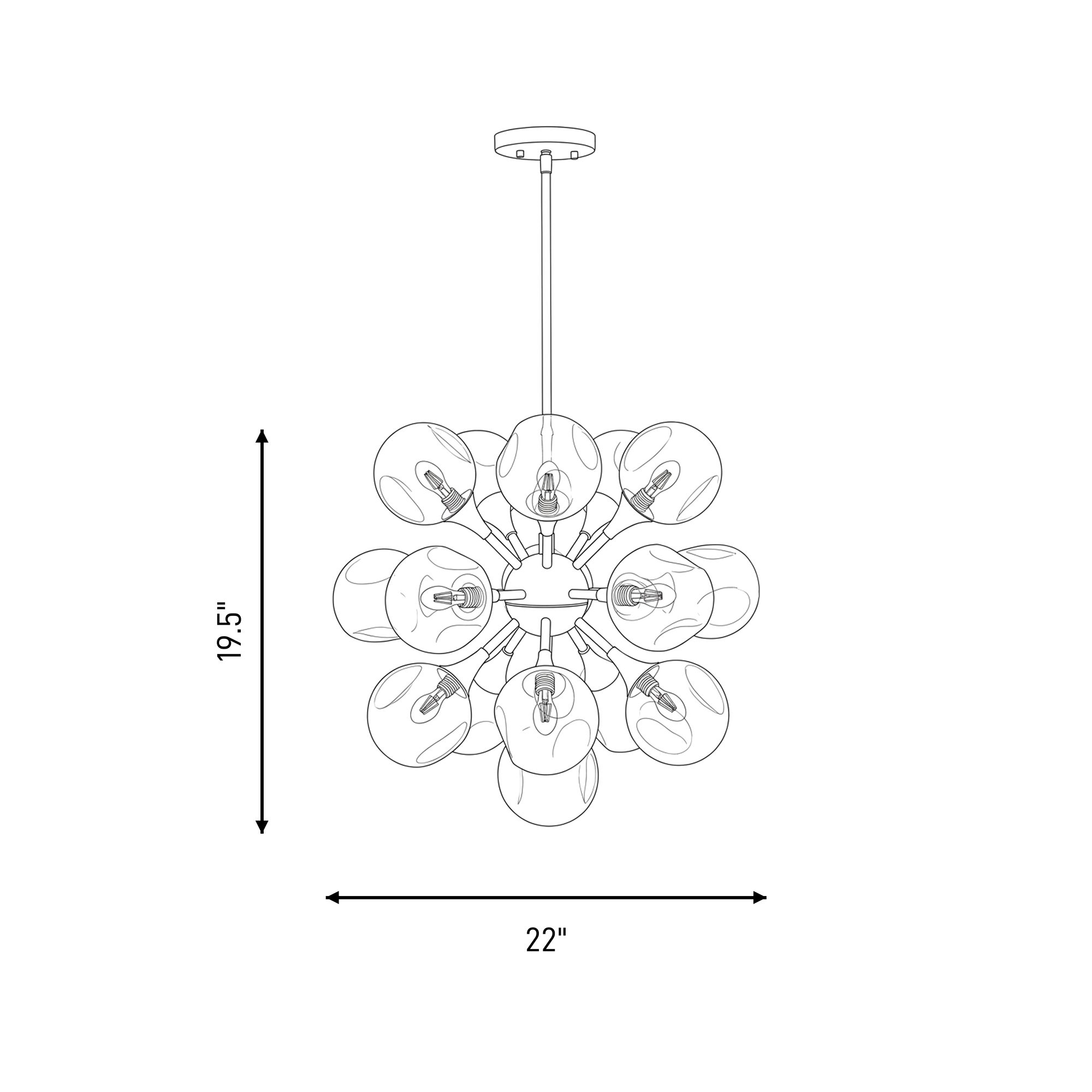 Matisse 16-Light Chandelier in Warm Brass
