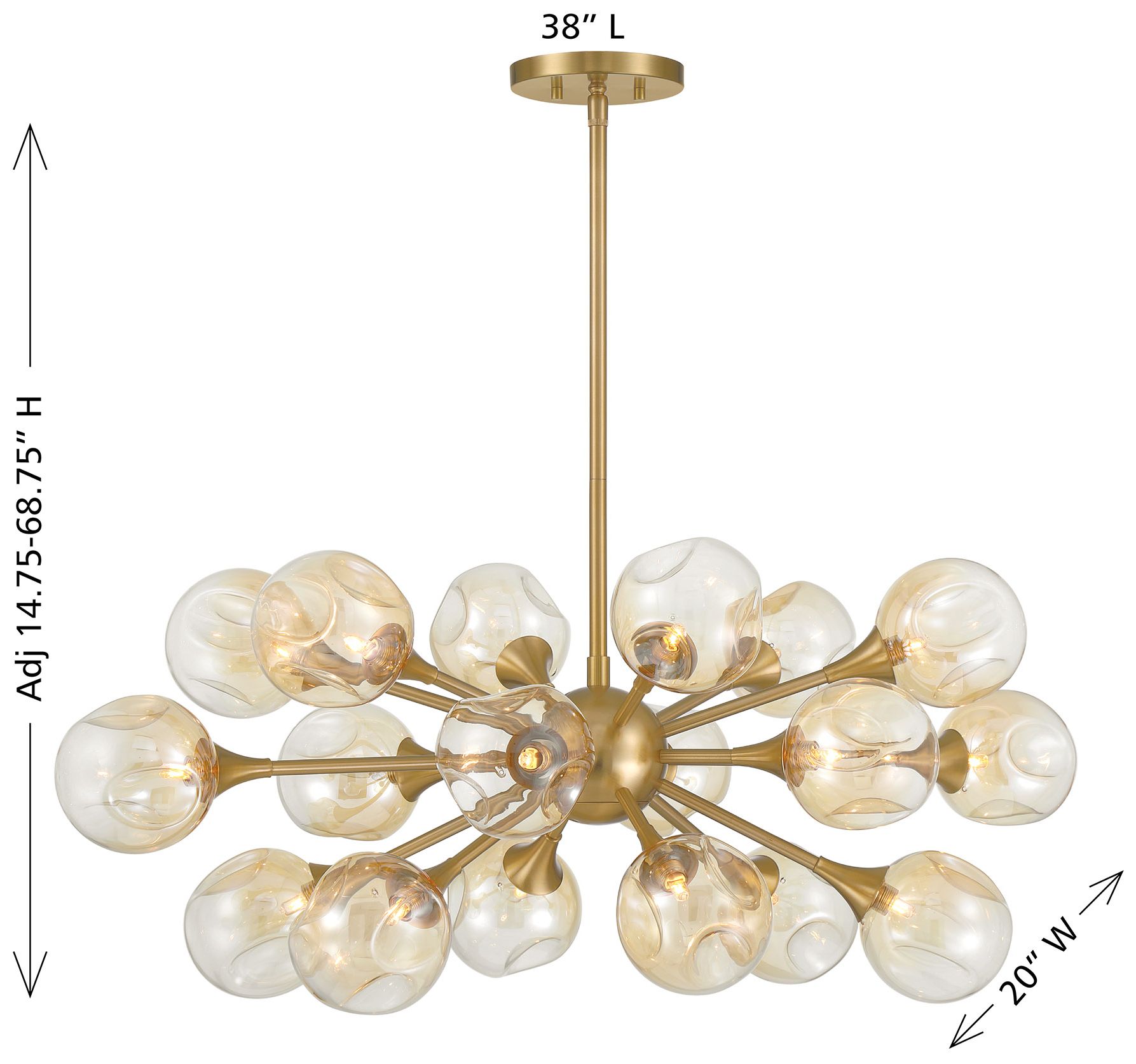 Matisse 18-Light Chandelier in Warm Brass