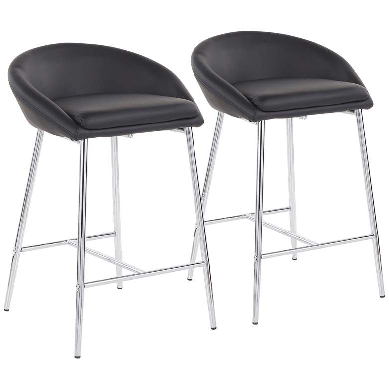 Matisse 25 3/4&quot; Black Faux Leather Counter Stools Set of 2