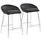 Matisse 25 3/4" Black Faux Leather Counter Stools Set of 2