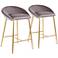 Matisse 25 3/4" Silver Velvet Counter Stools Set of 2