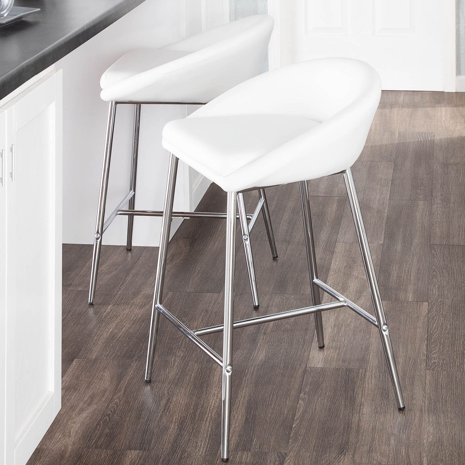 white leather bar stools with chrome legs