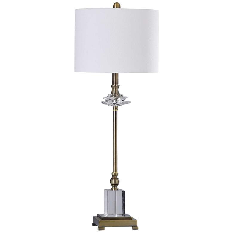 Image 1 Matlock 33 1/2 inch Old Brass Metal and Clear Crystal Buffet Table Lamp