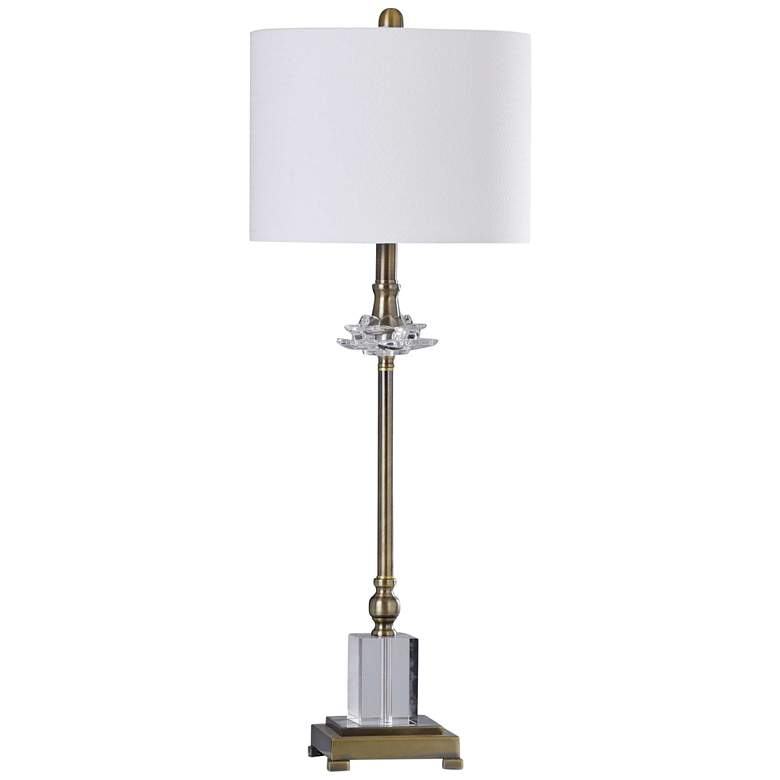 Image 1 Matlock 33 1/2" Old Brass Metal and Clear Crystal Buffet Table Lamp