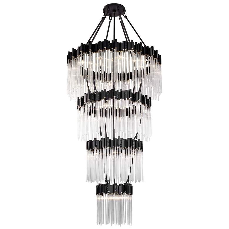 Image 1 Matrix 30-Lt 4-Tier Chandelier - Matte Black & French Gold